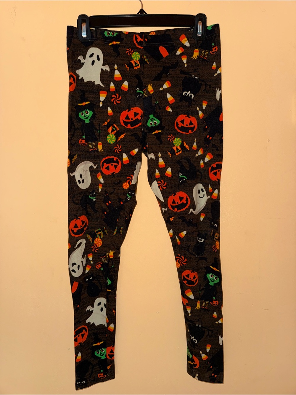 Women’s Black Halloween Print Leggings with Pumpkins, Wicked & Ghosts